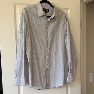 Express Blue Patterned Button-Down Shirt